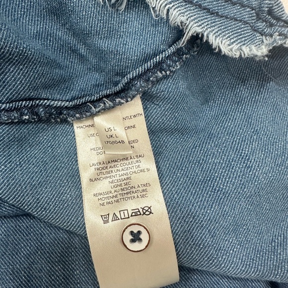 Pilcro Anthorpologie Chambray Smock Shirt Dress Womens Large Ruffle Cottage Boho - Picture 8 of 11